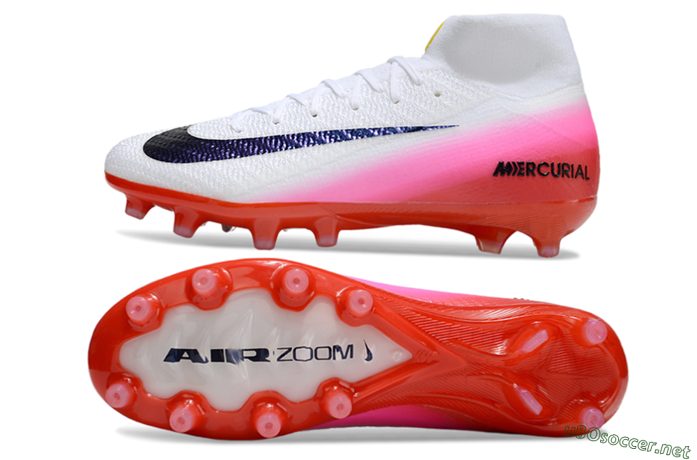 Unisex Nike Air Zoom Mercurial Superfly 10 Elite AG Football Boots - White/Black/Pink 1