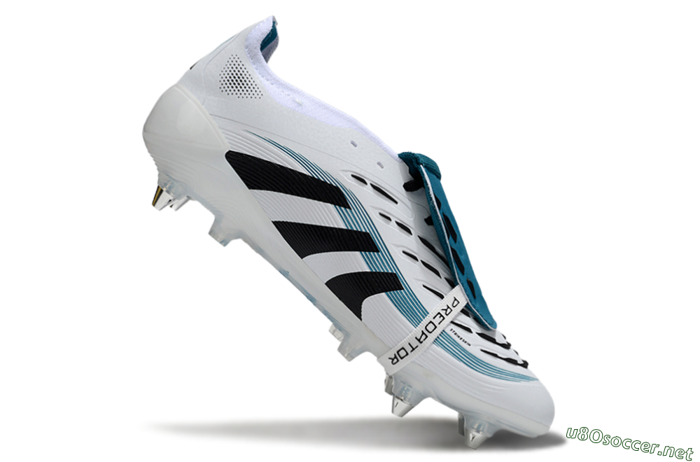 Men's Adidas Predator 25 Elite Foldover Tongue SG Football Boots - White/Black/Blue 4