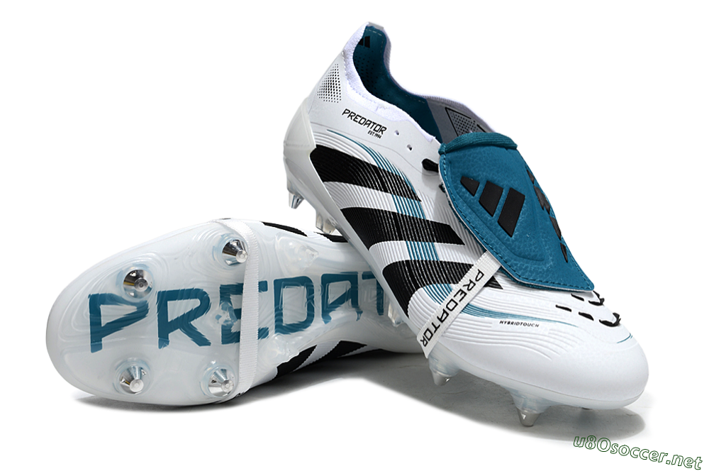 Men's Adidas Predator 25 Elite Foldover Tongue SG Football Boots - White/Black/Blue 3