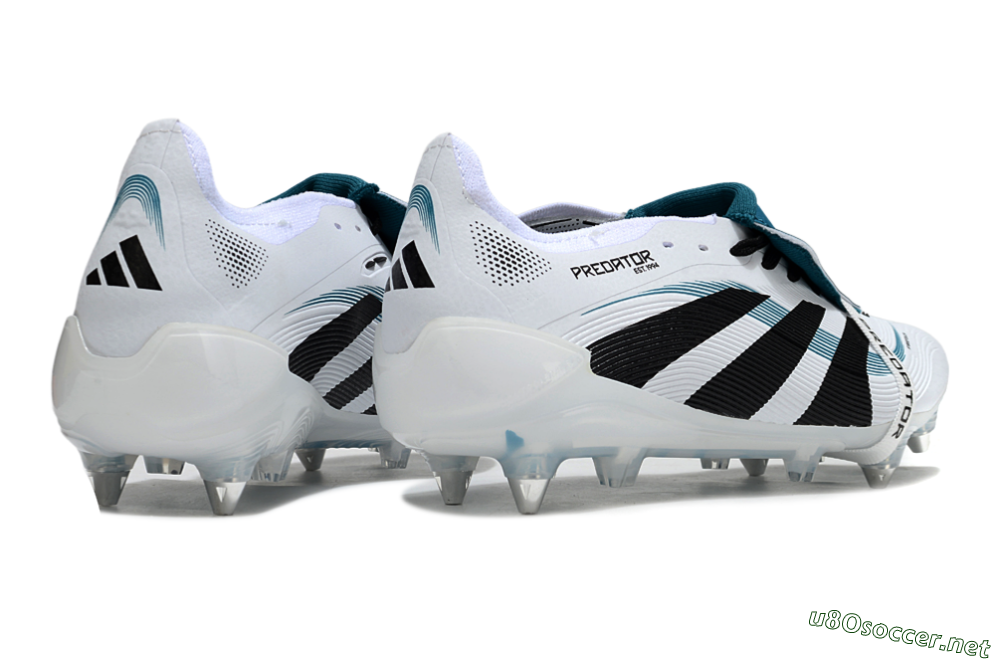 Men's Adidas Predator 25 Elite Foldover Tongue SG Football Boots - White/Black/Blue 6