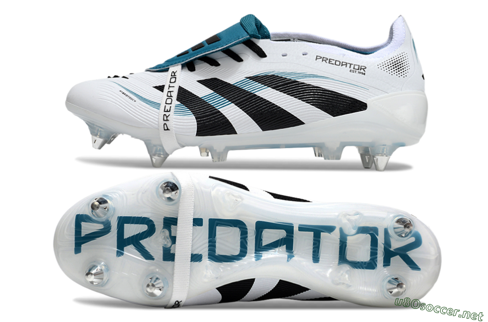 Men's Adidas Predator 25 Elite Foldover Tongue SG Football Boots - White/Black/Blue 1