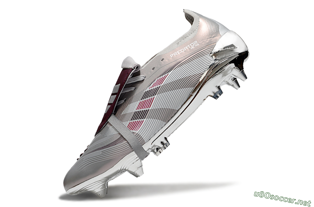 Men's Adidas Predator 25 Elite Foldover Tongue SG Football Boots - Silver/White/Red 5