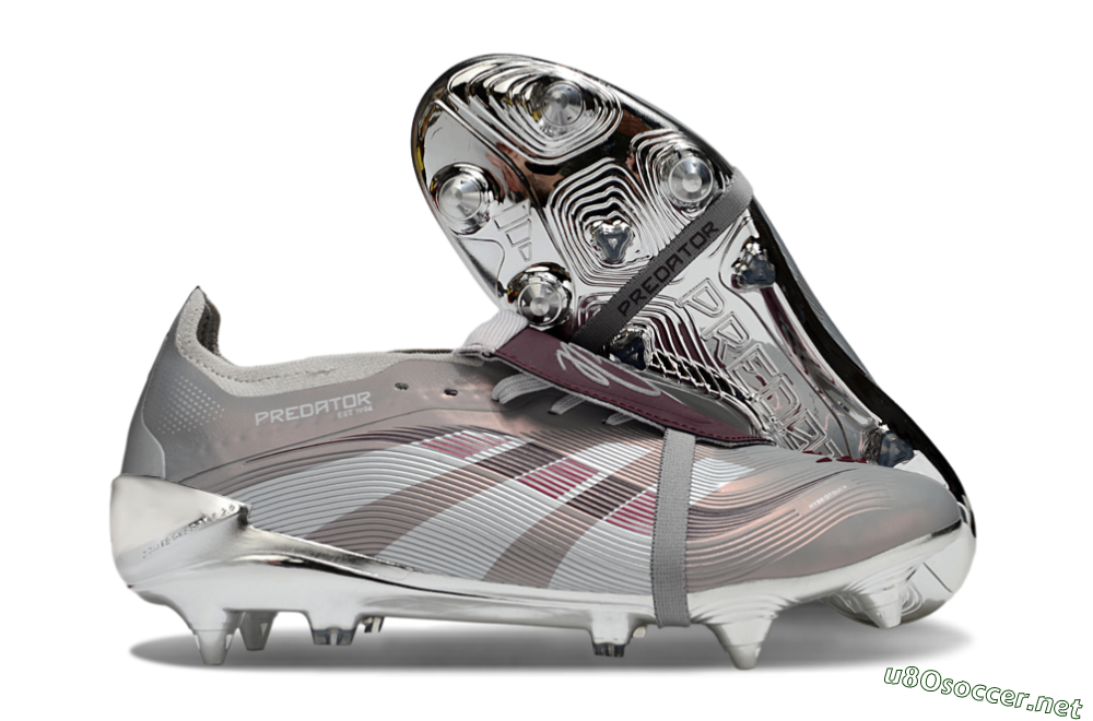 Men's Adidas Predator 25 Elite Foldover Tongue SG Football Boots - Silver/White/Red 2