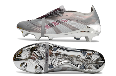 Men's Adidas Predator 25 Elite Foldover Tongue SG Football Boots - Silver/White/Red