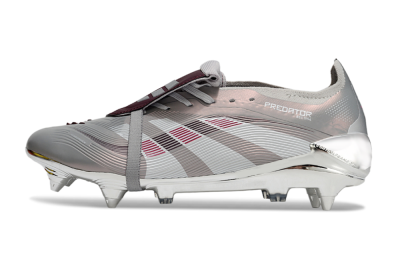 Men's Adidas Predator 25 Elite Foldover Tongue SG Football Boots - Silver/White/Red