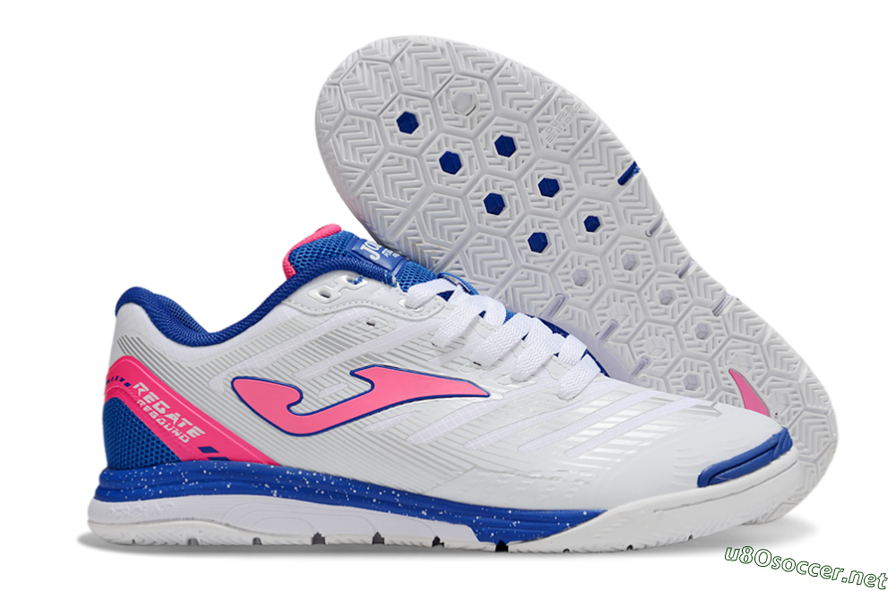 Men's Joma Top Flex IC Football Shoes - White/Pink/Blue 2
