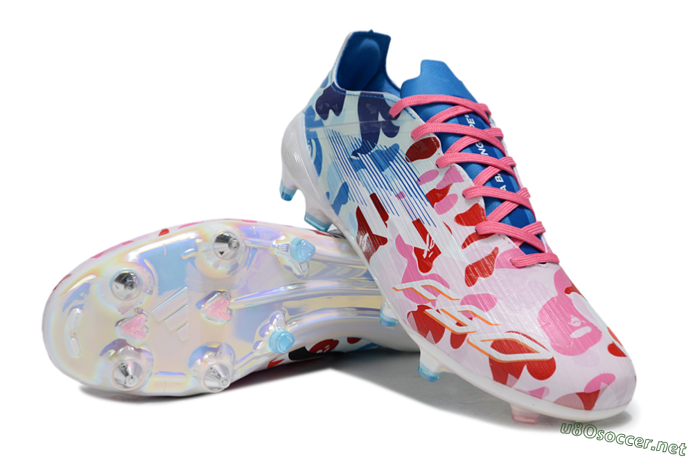 Men's Adidas F50 Elite SG Football Boots - White/Pink/Blue 3