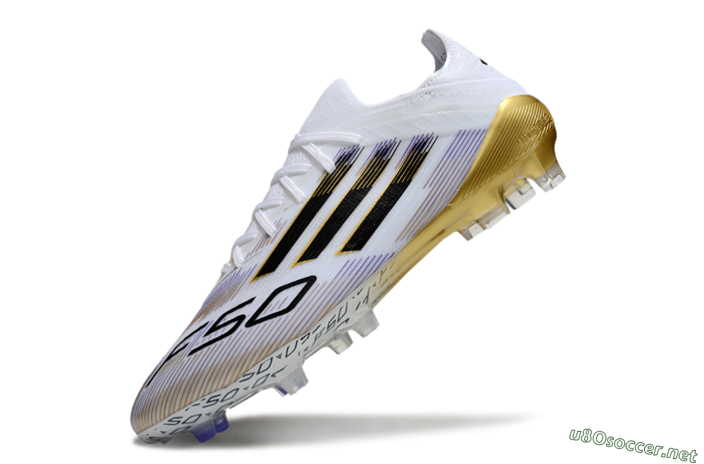 Men's Adidas F50 Elite FG Football Boots - White/Purple/Gold 5