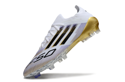 Men's Adidas F50 Elite FG Football Boots - White/Purple/Gold