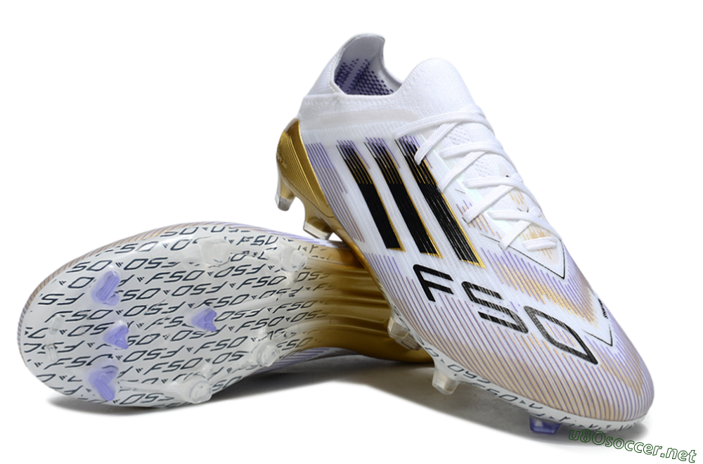 Men's Adidas F50 Elite FG Football Boots - White/Purple/Gold 3