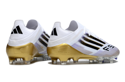 Men's Adidas F50 Elite FG Football Boots - White/Purple/Gold