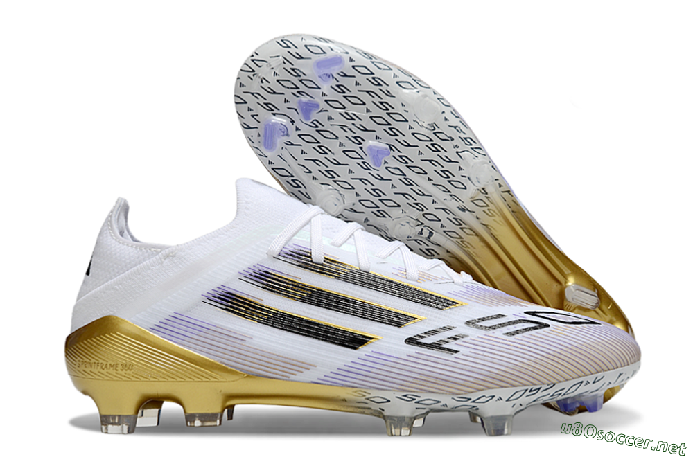 Men's Adidas F50 Elite FG Football Boots - White/Purple/Gold 2