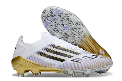 Men's Adidas F50 Elite FG Football Boots - White/Purple/Gold