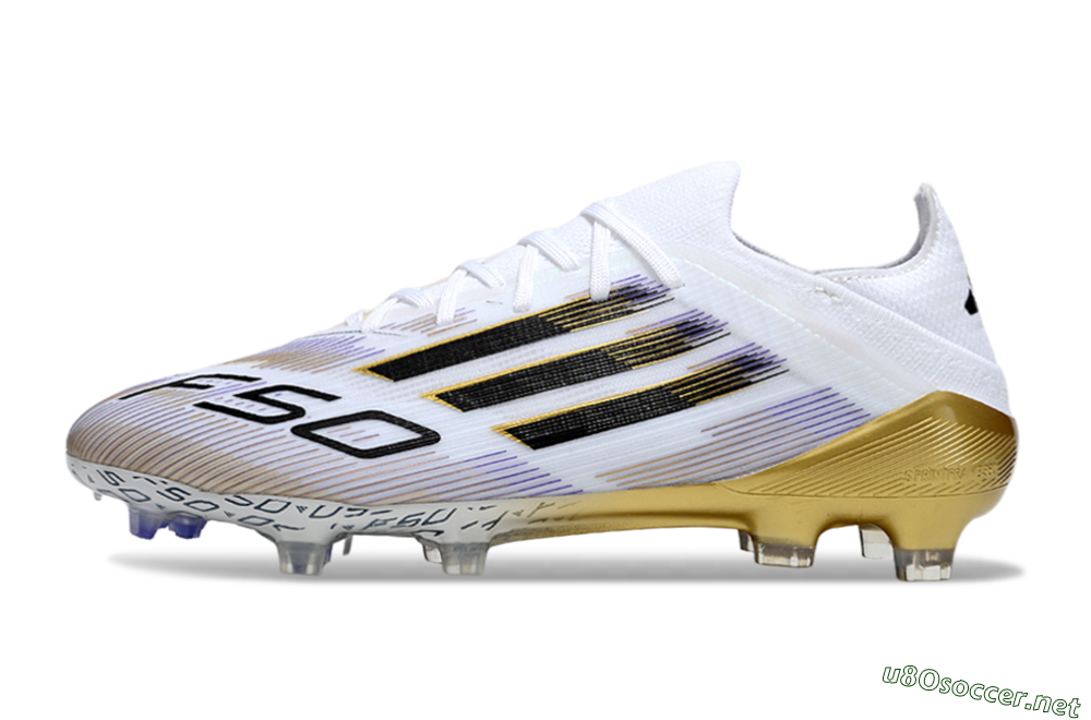 Men's Adidas F50 Elite FG Football Boots - White/Purple/Gold 0