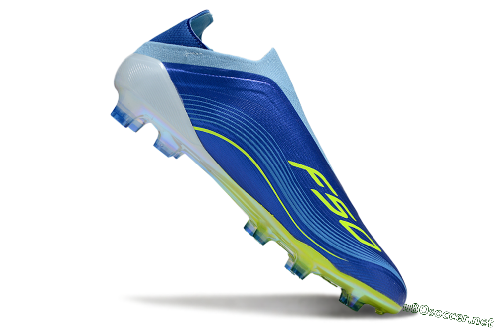 Men's Messi x Adidas F50 Elite Laceless FG Football Boots - Blue/Yellow/White 3