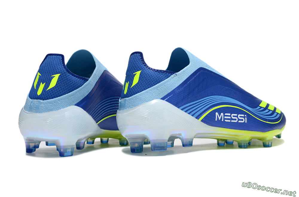 Men's Messi x Adidas F50 Elite Laceless FG Football Boots - Blue/Yellow/White 5