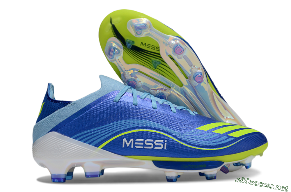 Men's Messi x Adidas F50 Elite FG Football Boots - Blue/Yellow/White 2