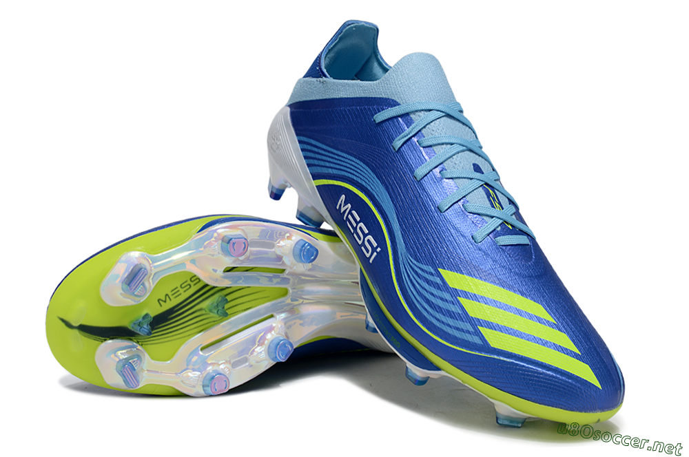 Men's Messi x Adidas F50 Elite FG Football Boots - Blue/Yellow/White 3