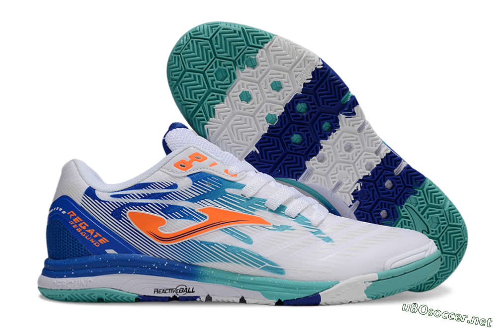 Men's Joma Top Flex IC Football Shoes - White/Blue/Orange 2