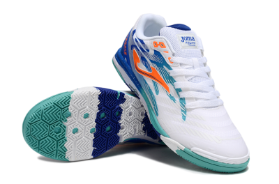 Men's Joma Top Flex IC Football Shoes - White/Blue/Orange