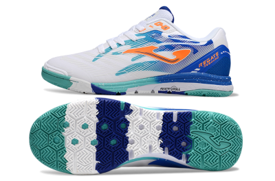 Men's Joma Top Flex IC Football Shoes - White/Blue/Orange