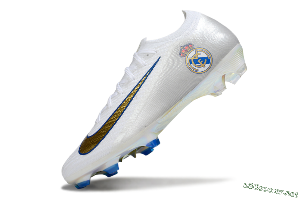 Men's Nike Air Zoom Mercurial Vapor 16 Elite FG Football Boots - White/Gold/Blue 5