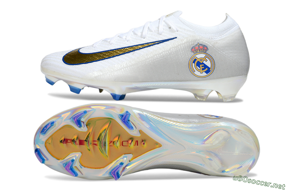 Men's Nike Air Zoom Mercurial Vapor 16 Elite FG Football Boots - White/Gold/Blue 1