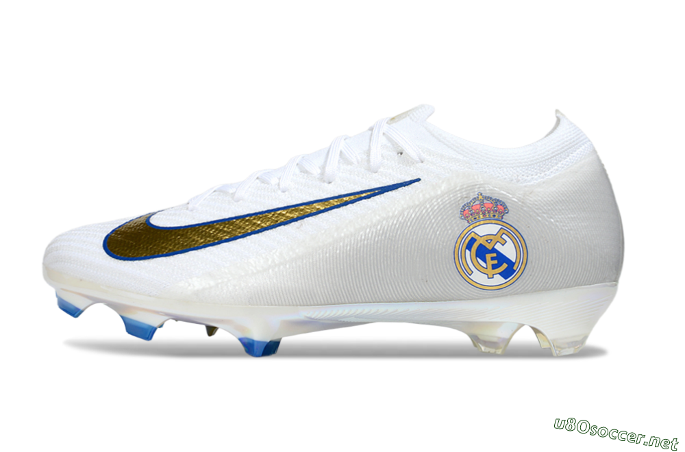 Men's Nike Air Zoom Mercurial Vapor 16 Elite FG Football Boots - White/Gold/Blue 0