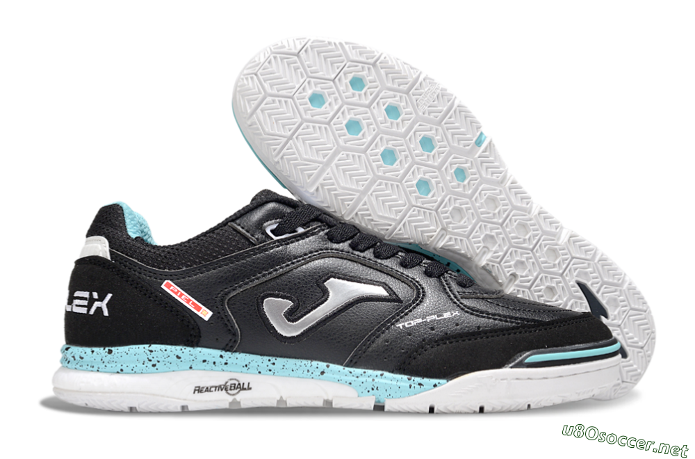 Men's Joma Top Flex IC Football Shoes - Black/Silver/Jade 2