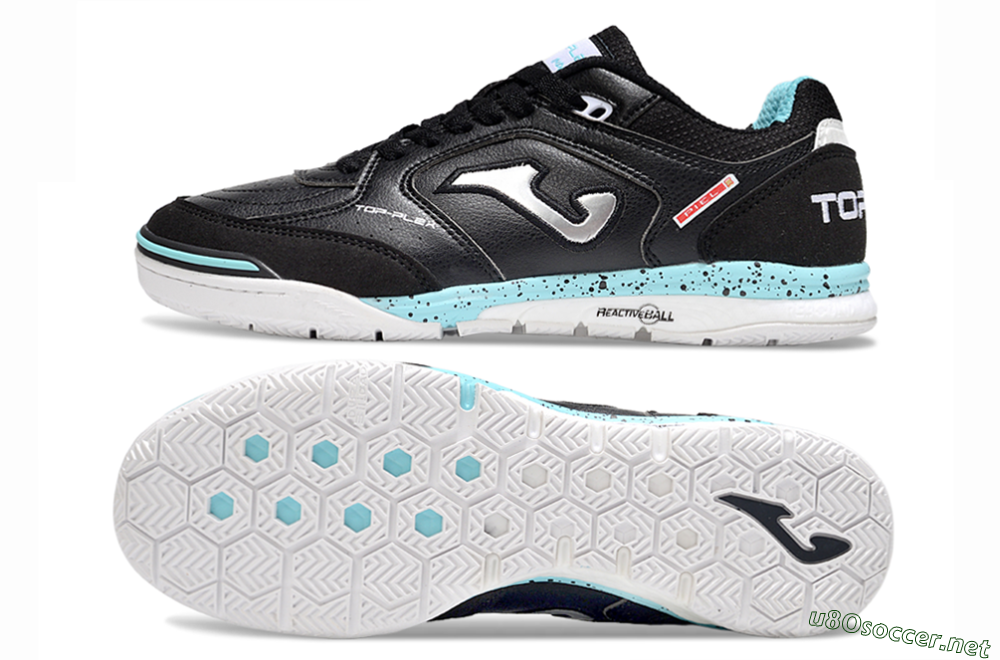 Men's Joma Top Flex IC Football Shoes - Black/Silver/Jade 1