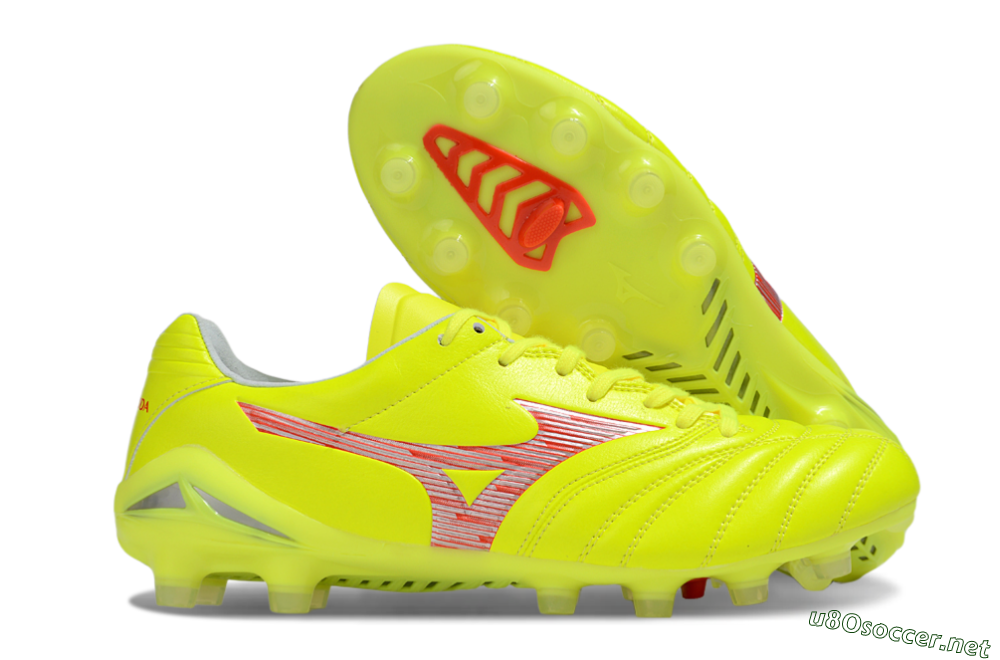 Men's Mizuno Morelia Neo 4 FG Football Boots - Yellow/Red/White 2