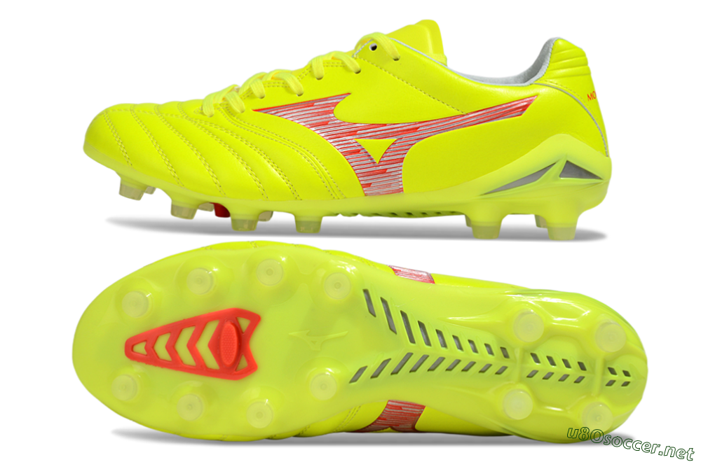 Men's Mizuno Morelia Neo 4 FG Football Boots - Yellow/Red/White 1