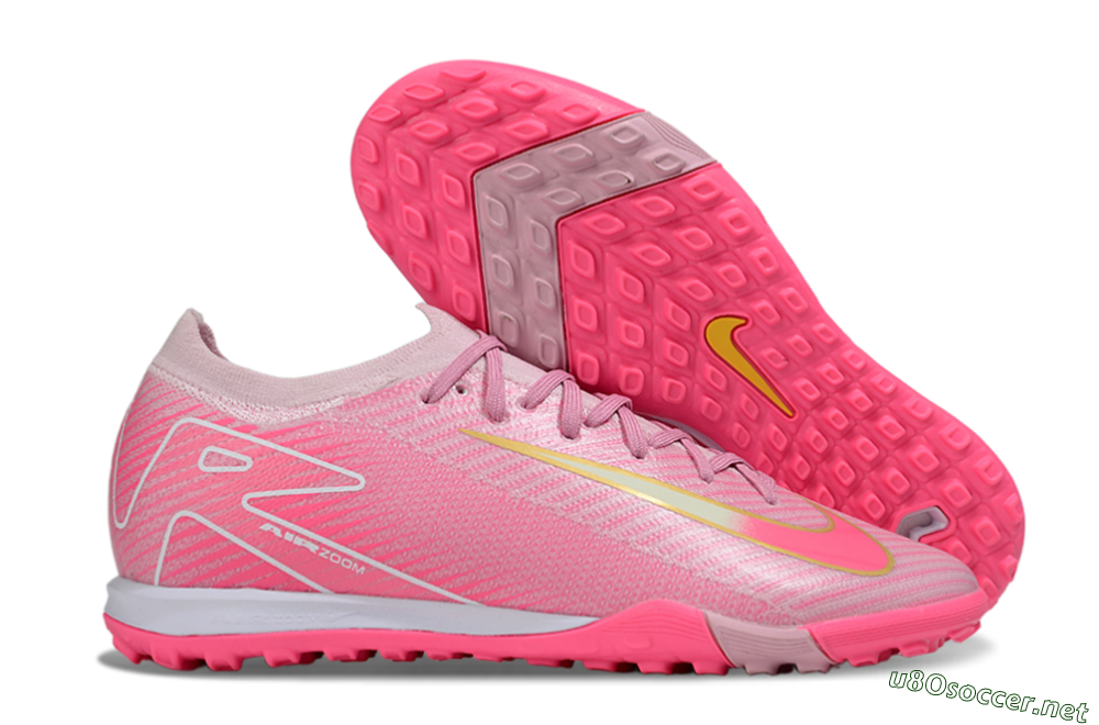 Men's Nike Air Zoom Mercurial Vapor 16 Elite TF Football Shoes - Pink/Gold/White 2