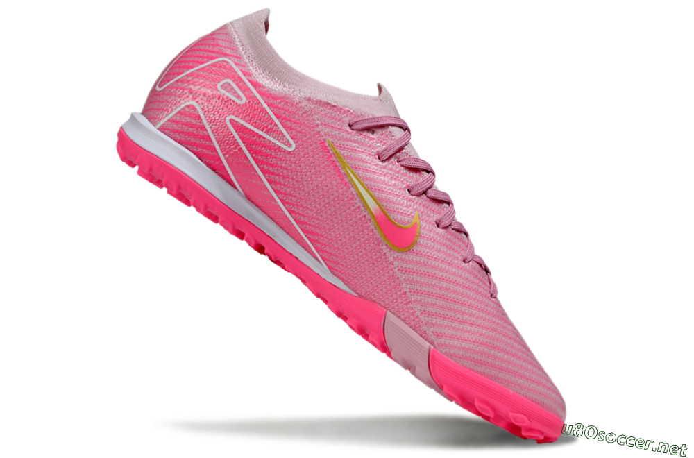 Men's Nike Air Zoom Mercurial Vapor 16 Elite TF Football Shoes - Pink/Gold/White 4
