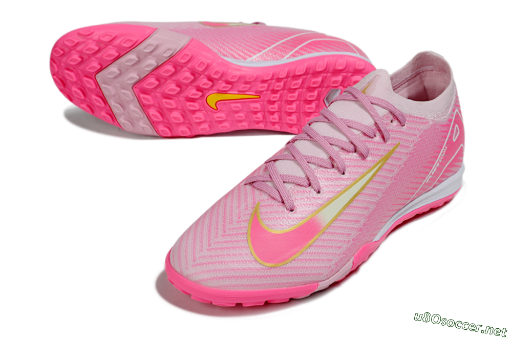 Men's Nike Air Zoom Mercurial Vapor 16 Elite TF Football Shoes - Pink/Gold/White 3