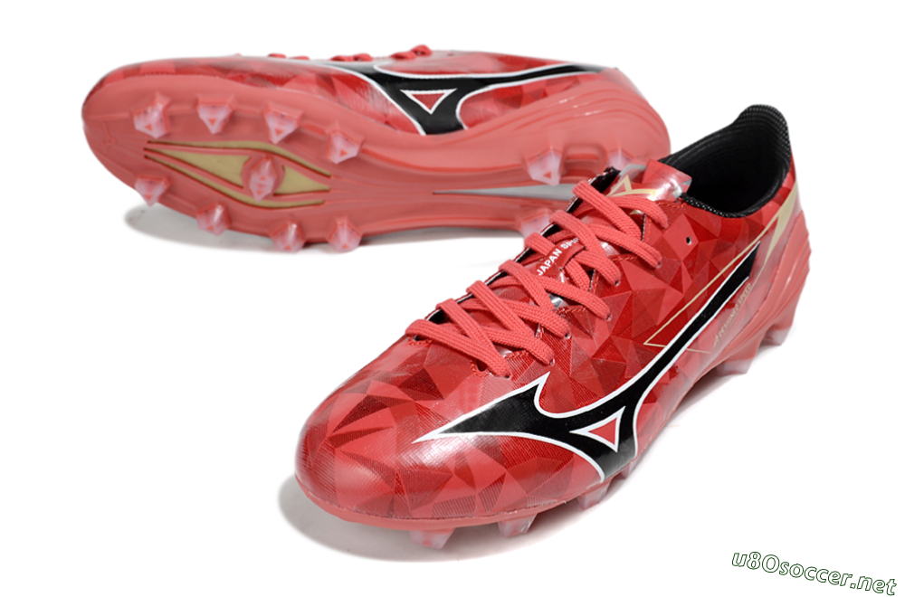 Men's Mizuno Morelia Alpha Beta FG Football Boots - Red/Black/White 3