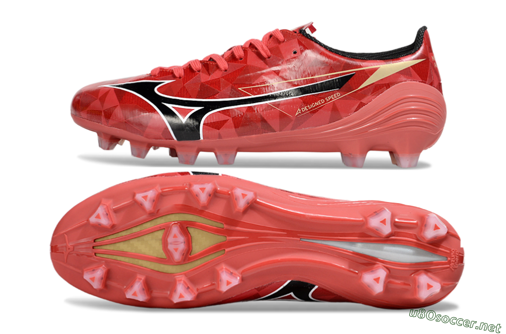 Men's Mizuno Morelia Alpha Beta FG Football Boots - Red/Black/White 1