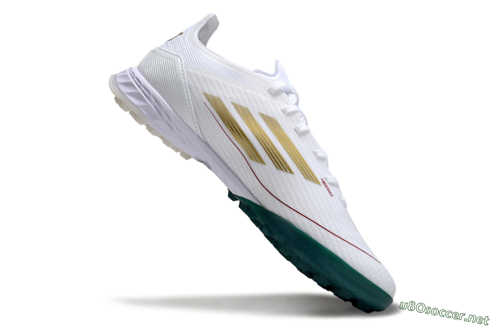 Men's Adidas F50 Pro TF Football Shoes - White/Green/Yellow 4