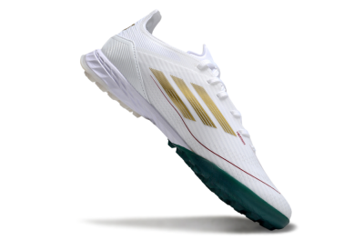 Men's Adidas F50 Pro TF Football Shoes - White/Green/Yellow
