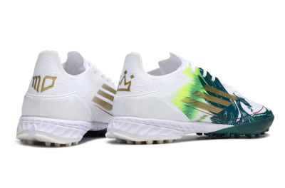 Men's Adidas F50 Pro TF Football Shoes - White/Green/Yellow
