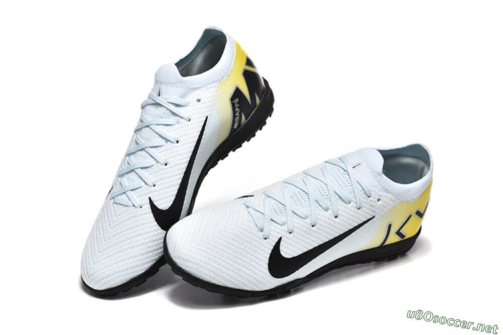 Men's Nike Air Zoom Mercurial Vapor 16 Elite TF Football Shoes - White/Black/Yellow 6