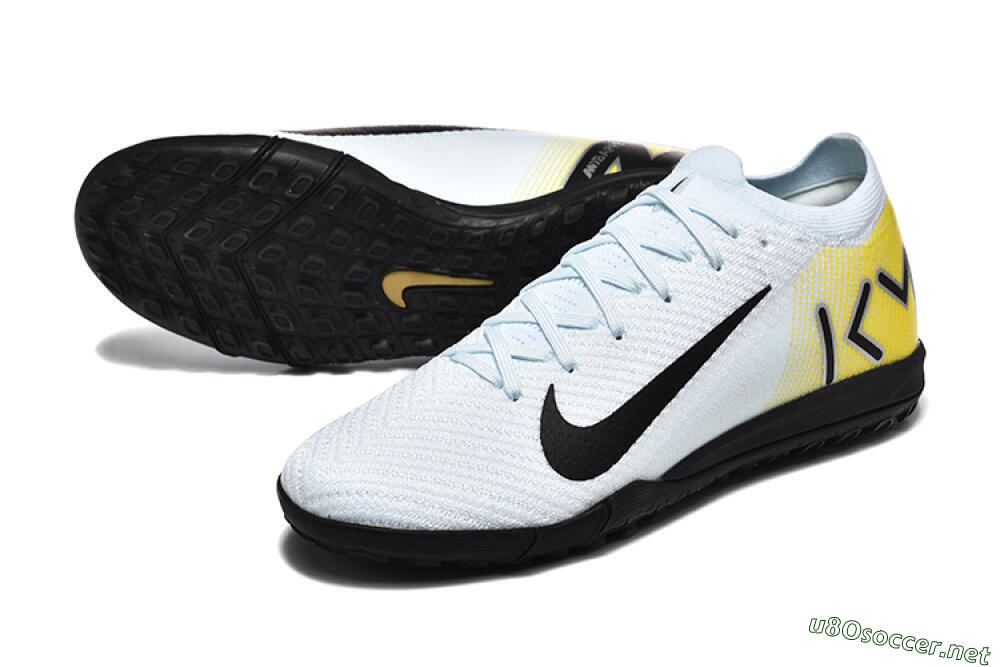 Men's Nike Air Zoom Mercurial Vapor 16 Elite TF Football Shoes - White/Black/Yellow 3
