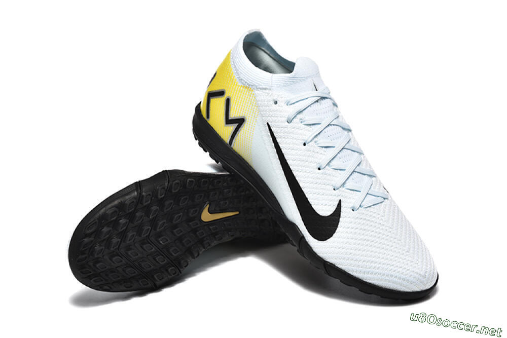 Men's Nike Air Zoom Mercurial Vapor 16 Elite TF Football Shoes - White/Black/Yellow 4