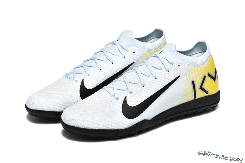 Men's Nike Air Zoom Mercurial Vapor 16 Elite TF Football Shoes - White/Black/Yellow 5
