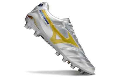 Men's Mizuno Morelia Neo 4 FG Football Boots - Silver/Gold/Blue