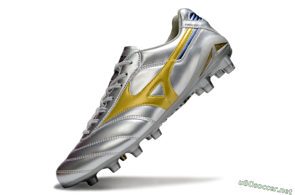 Men's Mizuno Morelia Neo 4 FG Football Boots - Silver/Gold/Blue 5