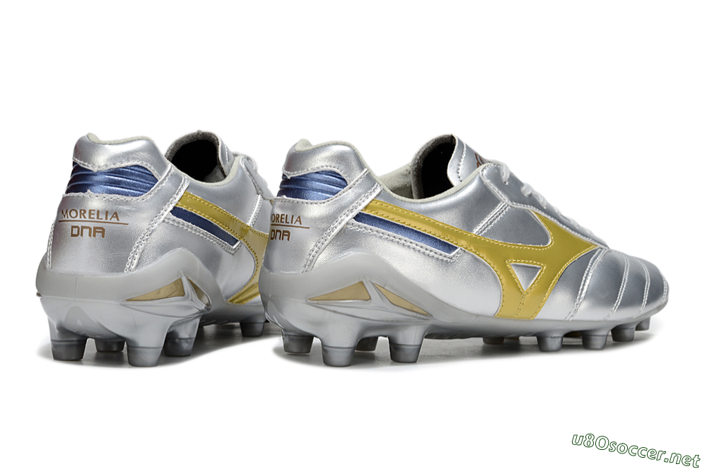Men's Mizuno Morelia Neo 4 FG Football Boots - Silver/Gold/Blue 6