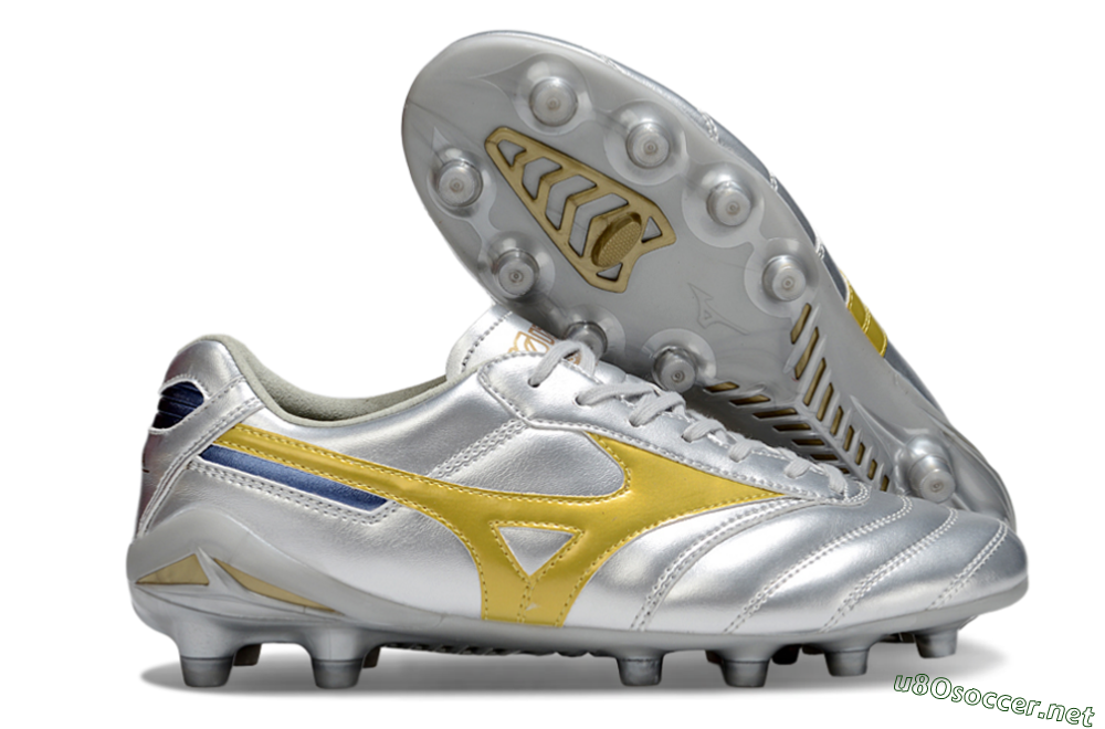 Men's Mizuno Morelia Neo 4 FG Football Boots - Silver/Gold/Blue 2