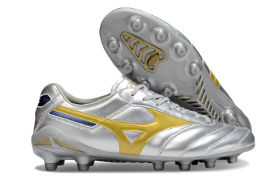 Men's Mizuno Morelia Neo 4 FG Football Boots - Silver/Gold/Blue
