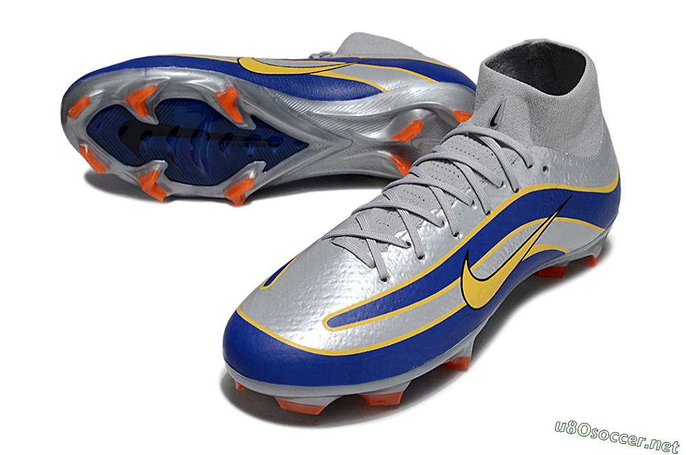 Unisex Nike Air Zoom Mercurial Superfly 10 Elite FG Football Boots - Silver/Yellow/Blue 3